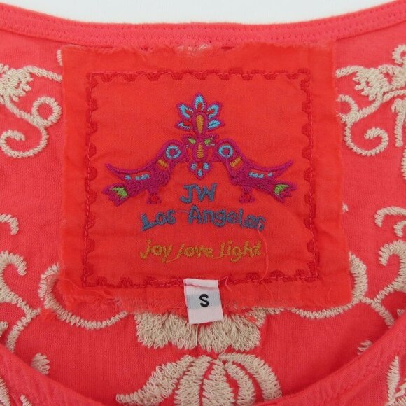 Johnny Was Womens Small Coral Pink Orange Embroidered Floral Tunic Shirt Top - Picture 5 of 11